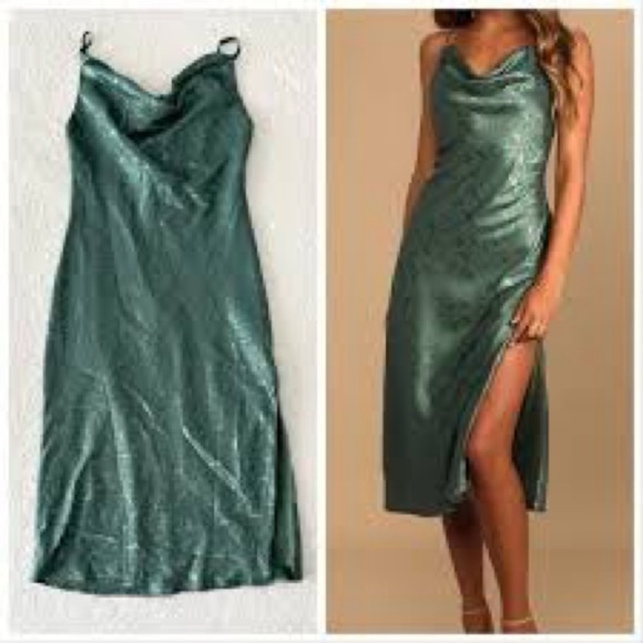 Inspired Hearts Cowl Neck Floral Midi emerald green Dress Size XL - Picture 3 of 11